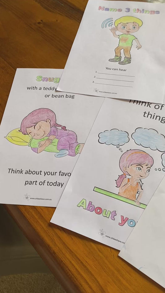 PRINTABLE Emotional Regulation Colour-In Sheets for kids | Self Regulation | Mindfulness | Deep Breathing | Yoga | Grounding | Visualisation